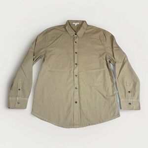 Men's James Perse The Standard Long Sleeve Button Up Dress Shirt Khaki 2 Sz M